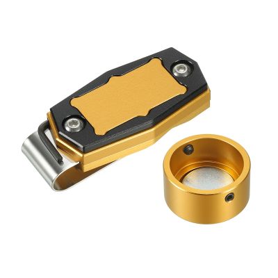 PATIKIL Billiard Magnetic Chalk Holder, Round Aluminum Alloy Pool Billiard Cue Chalk Tip Case with Belt Clip for Snooker Sports Accessories, Gold Black