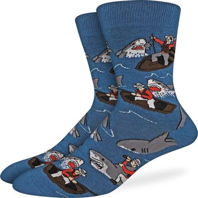 Good Luck Sock Men's Sharks vs Fishermen Socks, Adult, Shoe Size 7-12