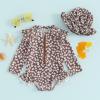 ZAXARRA Little Baby Girls Swimsuit One Piece Rash Guard Long Sleeve Zipper Ruffle Bathing Suit Toddler Summer Clothes (Khaki, 9-12 Months) view 3