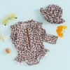 ZAXARRA Little Baby Girls Swimsuit One Piece Rash Guard Long Sleeve Zipper Ruffle Bathing Suit Toddler Summer Clothes (Khaki, 9-12 Months) view 4