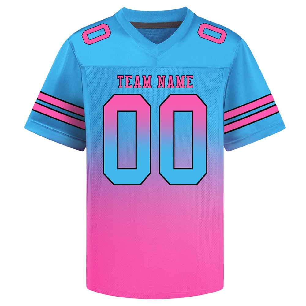 Custom Football Jersey Personalized Stitched/Printed Team Name & Number Customized Football Jersey for Men Women Youth (US, Alpha, One Size, Regular, Regular, Blue-Pink)