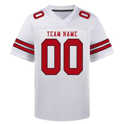 Custom Football Jersey Personalized Stitched/Printed Team Name & Number Customized Football Jersey for Men Women Youth (US, Alpha, One Size, Regular, Regular, White-Red)