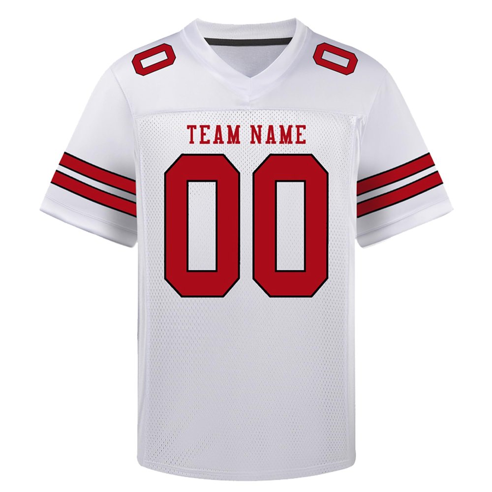 Custom Football Jersey Personalized Stitched/Printed Team Name & Number Customized Football Jersey for Men Women Youth (US, Alpha, One Size, Regular, Regular, White-Red)