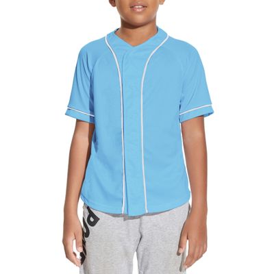 BAICAIYU Kids Baseball Jersey Solid Button Down Shirts Sports Uniform for Boy Gril Softball Light Blue