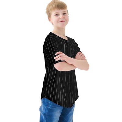BAICAIYU Kids Baseball Jersey Solid Button Down Shirts Sports Uniform for Boy Gril Softball Black Stripe