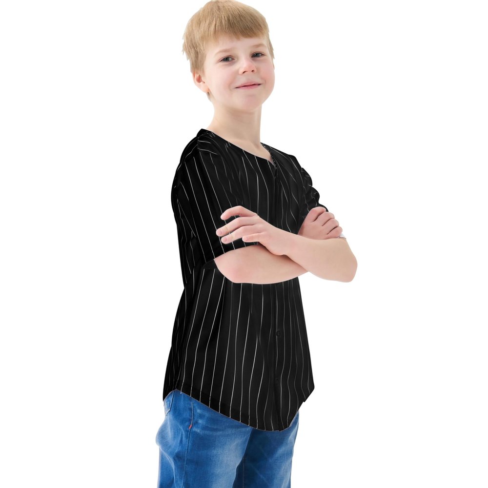 BAICAIYU Kids Baseball Jersey Solid Button Down Shirts Sports Uniform for Boy Gril Softball Black Stripe
