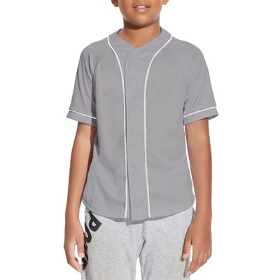 BAICAIYU Kids Baseball Jersey Solid Button Down Shirts Sports Uniform for Boy Gril Softball Gray