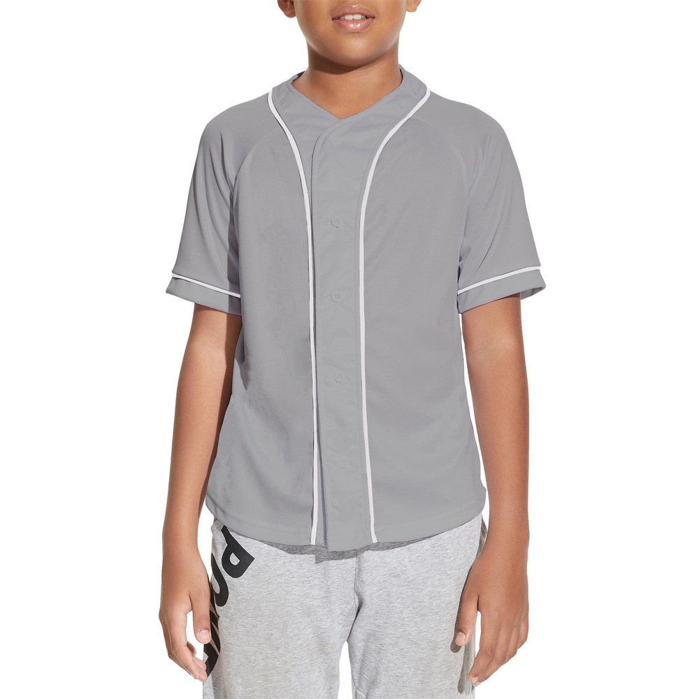 BAICAIYU Kids Baseball Jersey Solid Button Down Shirts Sports Uniform for Boy Gril Softball Gray