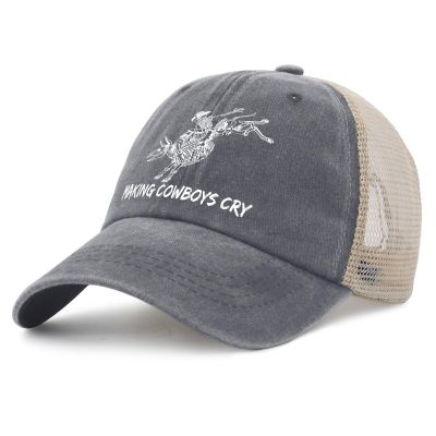Making Cowboys Cry Hat for Women Retro Denim Hats Womens Gray01 Ball Caps with Design for Mailman