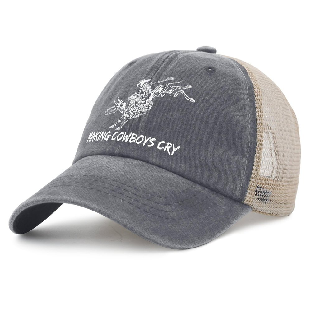 Making Cowboys Cry Hat for Women Retro Denim Hats Womens Gray01 Ball Caps with Design for Mailman