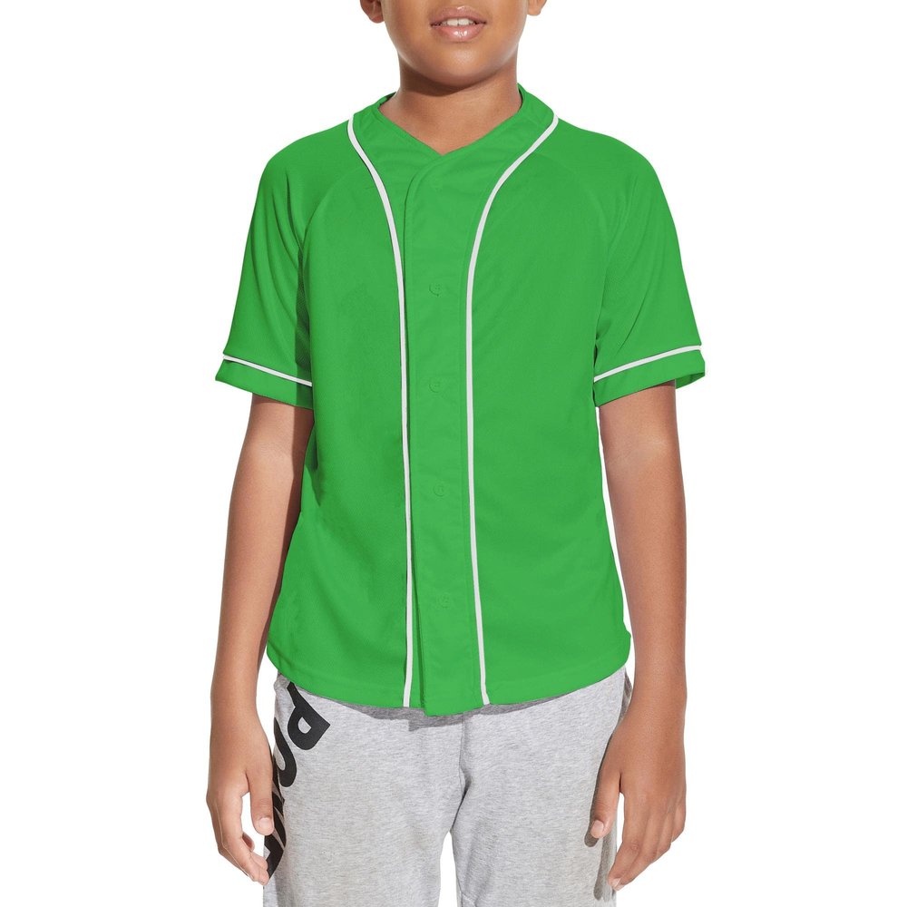 BAICAIYU Kids Baseball Jersey Solid Button Down Shirts Sports Uniform for Boy Gril Softball Green