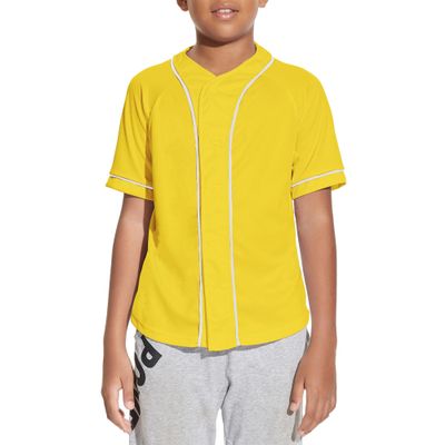 BAICAIYU Kids Baseball Jersey Solid Button Down Shirts Sports Uniform for Boy Gril Softball Yellow