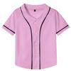 BAICAIYU Kids Baseball Jersey Solid Button Down Shirts Sports Uniform for Boy Gril Softball Pink view 2