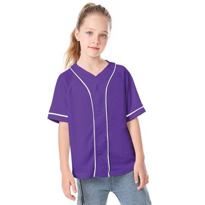 BAICAIYU Kids Baseball Jersey Solid Button Down Shirts Sports Uniform for Boy Gril Softball Purple