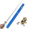 Wedhapy Pen Rod Fishing Pen Micro Fishing Rod Portable Fishing Rod 55inch Glass Steel Portable Telescopic Mini Heavy Duty Fish Pen Anti-Rust 2.1:1 Gear Ratio Detachable Pen Fishing Pole, Blue, 1.4m view 4