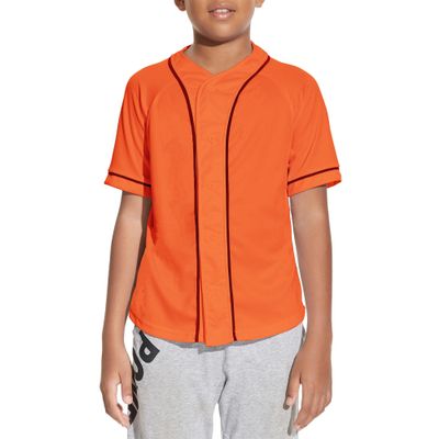 BAICAIYU Kids Baseball Jersey Solid Button Down Shirts Sports Uniform for Boy Gril Softball Orange