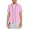 BAICAIYU Kids Baseball Jersey Solid Button Down Shirts Sports Uniform for Boy Gril Softball Pink