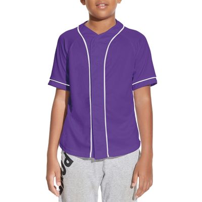 BAICAIYU Kids Baseball Jersey Solid Button Down Shirts Sports Uniform for Boy Gril Softball Purple