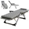 FKSTHG 3 in 1 Folding Camping Bed, Adjustable Lounge Chair with Mattress and Pillow, Home Office Nap Lounger, Beach Pool Deck for Travelling (Grey)