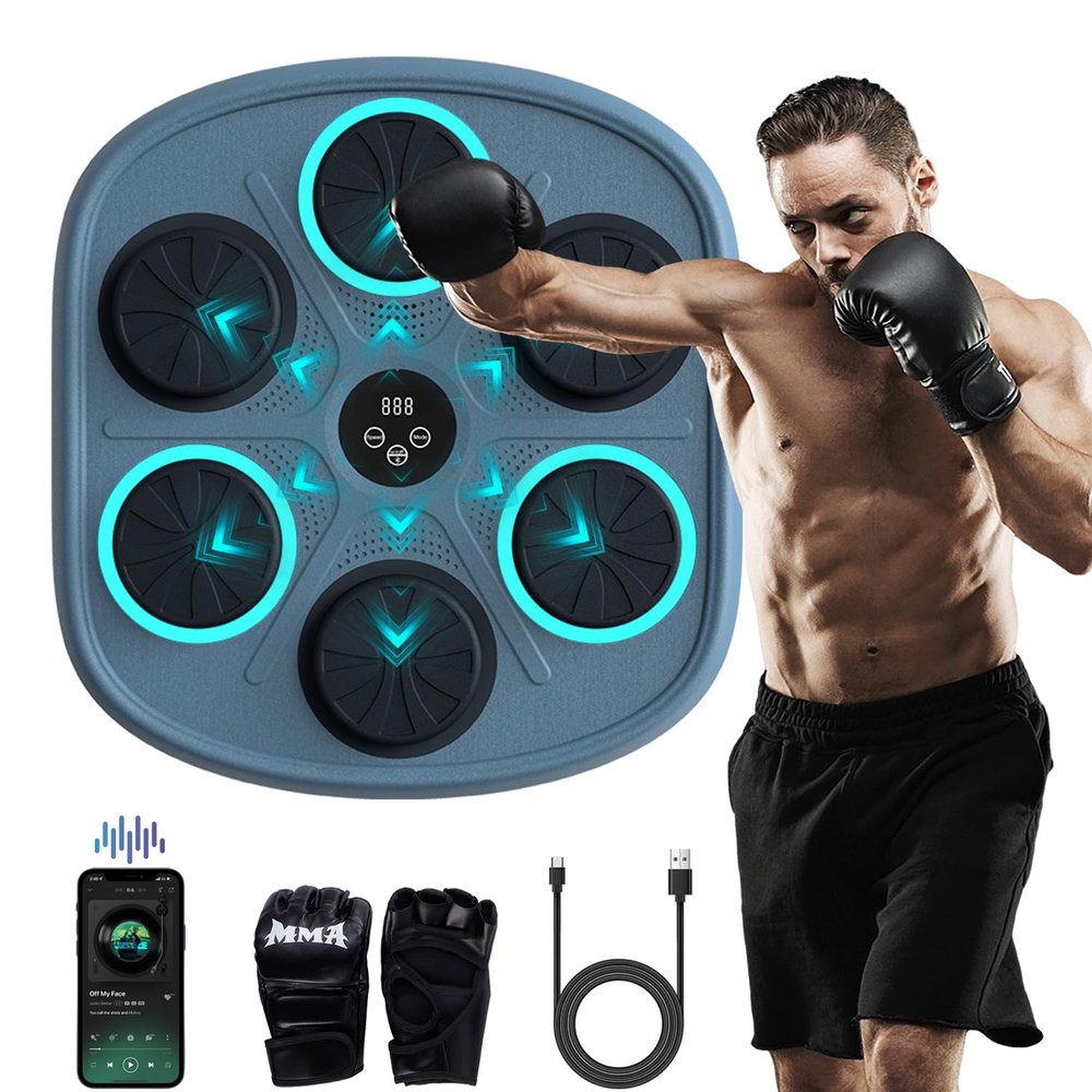 BOLUPO Smart Music Boxing Machine for Adults and Kids, Wall-Mounted Interactive Trainer with LED Display, 9 Modes & 9 Speeds, Perfect for Home Fitness and Stress Relief