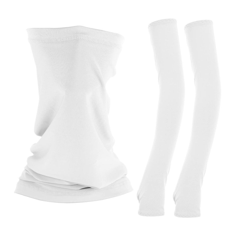 Sports Arm Sleeves Polyester White for Driving Hiking Uv Protection