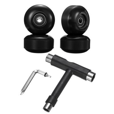 PATIKIL 52mm 95A Skateboard Wheels with Black Bearings, 4 Pack Street Wheels with Skate Tool for Skateboards Tricks Cruiser Wheel Replacement, Black