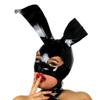 Latex Hood Women Gummi Rubber Bunny Ears Holiday Party Cosplay Hood Dress up Latex Mask (Black, XXL) view 1