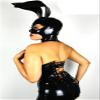 Latex Hood Women Gummi Rubber Bunny Ears Holiday Party Cosplay Hood Dress up Latex Mask (Black, XXL) view 3