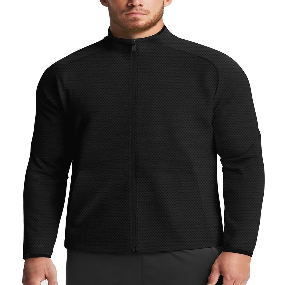 Zengjo Athletic Jacket Men Full Zip Lightweight(Black,L)