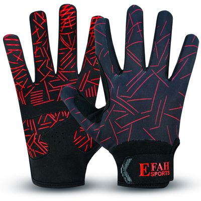 EFAH SPORTS Baseball Batting Gloves for Youth Adult Mens Kids Boys Padded Comfortable Softball Batting Gloves with Super Grip Finger Fit Palms (RED, Youth Medium)