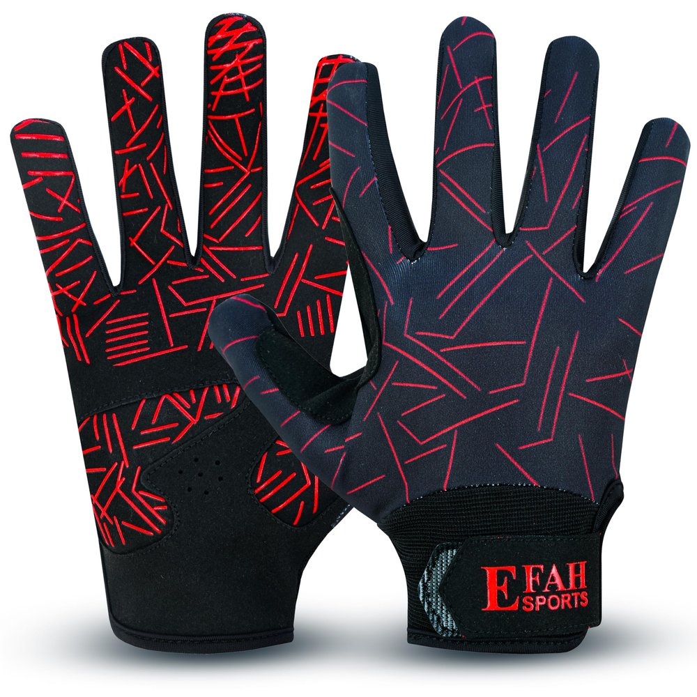 EFAH SPORTS Baseball Batting Gloves for Youth Adult Mens Kids Boys Padded Comfortable Softball Batting Gloves with Super Grip Finger Fit Palms (RED, Youth Medium)