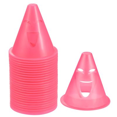 M METERXITY 25 Pack Agility Field Marker - Sports Cones Traffic Markers with Hole, Apply to Roller Skating/Bicycle Training Exercise (Pink)