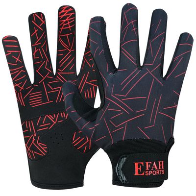 EFAH SPORTS Baseball Batting Gloves for Youth Adult Mens Kids Boys Padded Comfortable Softball Batting Gloves with Super Grip Finger Fit Palms (RED, Adult Medium)