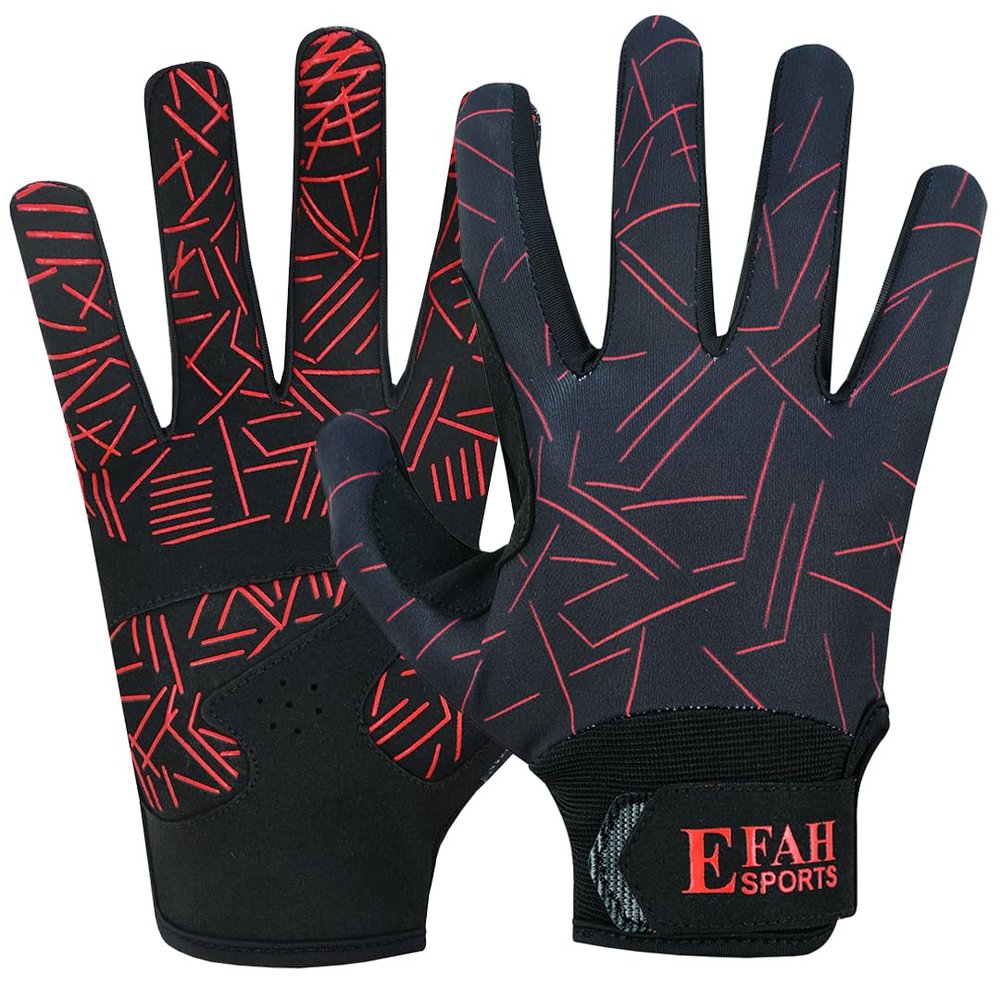 EFAH SPORTS Baseball Batting Gloves for Youth Adult Mens Kids Boys Padded Comfortable Softball Batting Gloves with Super Grip Finger Fit Palms (RED, Adult Medium)