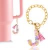 CCINPPY Letter Charm Accessories for Stanley Cup 1 PCS Cute Initial Keychain Handle Charm for Stanley Tumbler for Women Pink Letter J view 1