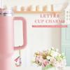 CCINPPY Letter Charm Accessories for Stanley Cup 1 PCS Cute Initial Keychain Handle Charm for Stanley Tumbler for Women Pink Letter J view 2