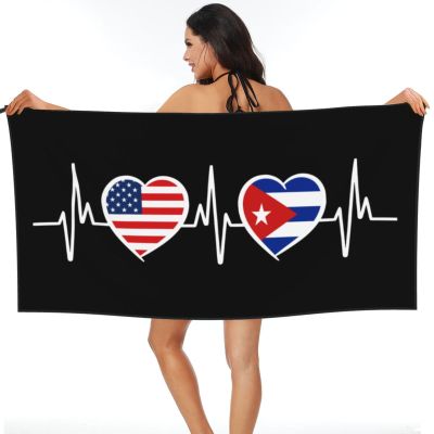 America Cuba Flag Beach Towel Microfiber Super Soft Beach Towels Quick Dry Towel for Swimmers Sand Proof Beach Towels for Women Men Girls Large Bath Towels 30x60inches