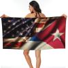 Combined Cuba and USA Flag Beach Towel Microfiber Super Soft Beach Towels Quick Dry Towel for Swimmers Sand Proof Beach Towels for Women Men Girls Large Bath Towels 30x60inches view 1