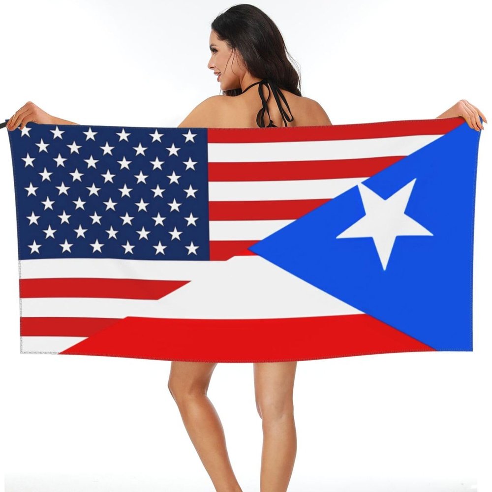 American Puerto Rico Flag Beach Towel Microfiber Super Soft Beach Towels Quick Dry Towel for Swimmers Sand Proof Beach Towels for Women Men Girls Large Bath Towels 30x60inches