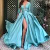 Womens Mermaid Sequin Evening Dress Formal Prom Gowns V Neck Cocktail Party Prom Dresses Bridesmaid Dresses For Wedding Light Blue view 2