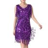 Generic Women 1920s Gatsby Dance Dress Sequin Tassel Fringe Flapper Latin Dress Glitter Salsa Tango Ballroom Dancing Dresses, Large, A01_purple view 1