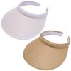 2 Pack Sun Visor Hats Women Men Wide Brim Visors-Hat Large Clip-on Visors Hat UV Protection Outdoors Sports Golf Beach Cap White-Khaki