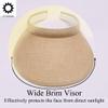2 Pack Sun Visor Hats Women Men Wide Brim Visors-Hat Large Clip-on Visors Hat UV Protection Outdoors Sports Golf Beach Cap White-Khaki view 3