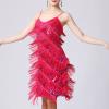 Generic Women Sequin Latin Dance Tassel Fringe Dress Flapper Cocktail Vintage 1920s Gatsby Tango Ballroom Dancing Party Dress, Medium, A02_hot Pink view 2