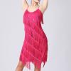 Generic Women Sequin Latin Dance Tassel Fringe Dress Flapper Cocktail Vintage 1920s Gatsby Tango Ballroom Dancing Party Dress, Medium, A02_hot Pink view 4