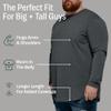 STRONGSIZE Men's Big and Tall Long Sleeve Shirts  Longer Length Long Sleeve Crewneck T-Shirt Navy 4XL view 3