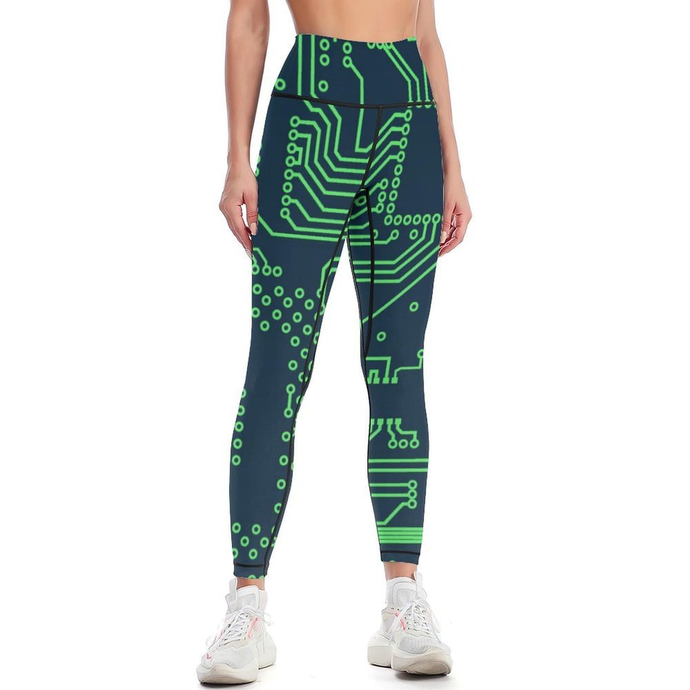 Circuit Board Pattern Fashion Yoga Pants High Waisted Sports Leggings for Women L
