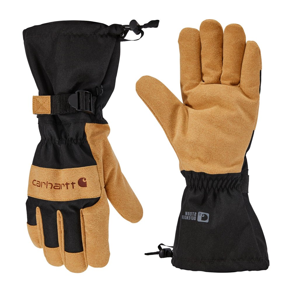 Carhartt Men's GL0841M Storm Defender Insulated Synthetic Suede Gaun - Small - Black/Barley