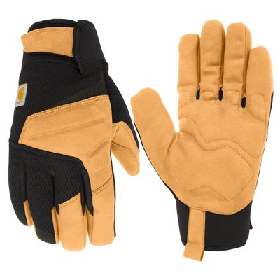 Carhartt Men's Wind Fighter Thermal Lined Synthetic Leather Secure Cuff Glove, Black Barley, Medium