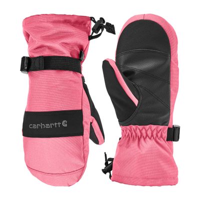 Carhartt Kid's GL0845J Junior Waterproof Insulated Gauntlet Mitt - Large - Pink Lemonade/Black